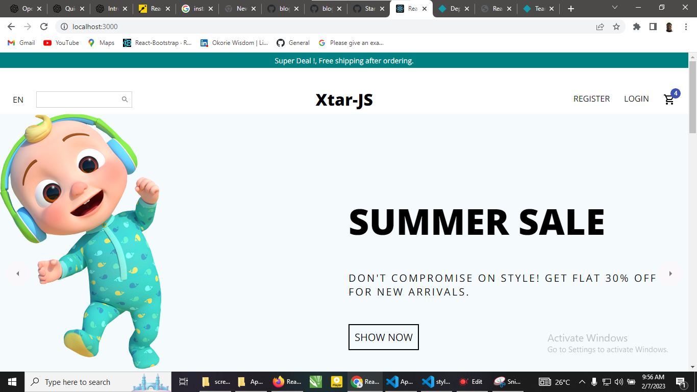 Screenshot of  web app