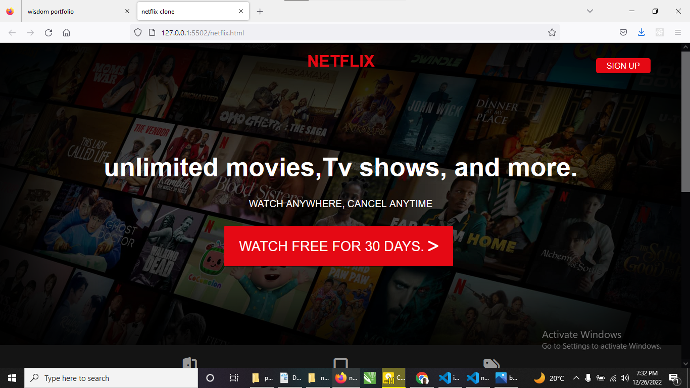 Screenshot of  web app