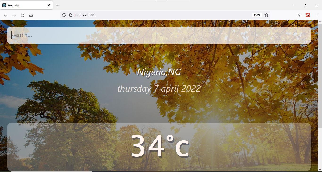 Screenshot of  web app