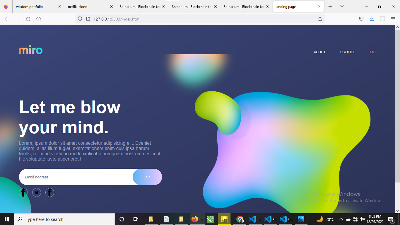 Screenshot of  web app